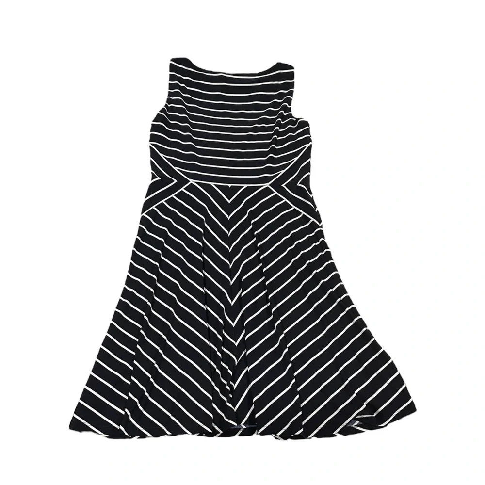Lauren RalphDress Womens Sz  12 Black Chevron Striped Sleeveless Jewel Neck EUC - Picture 6 of 7